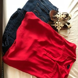 The Limited Red Cap sleeve top